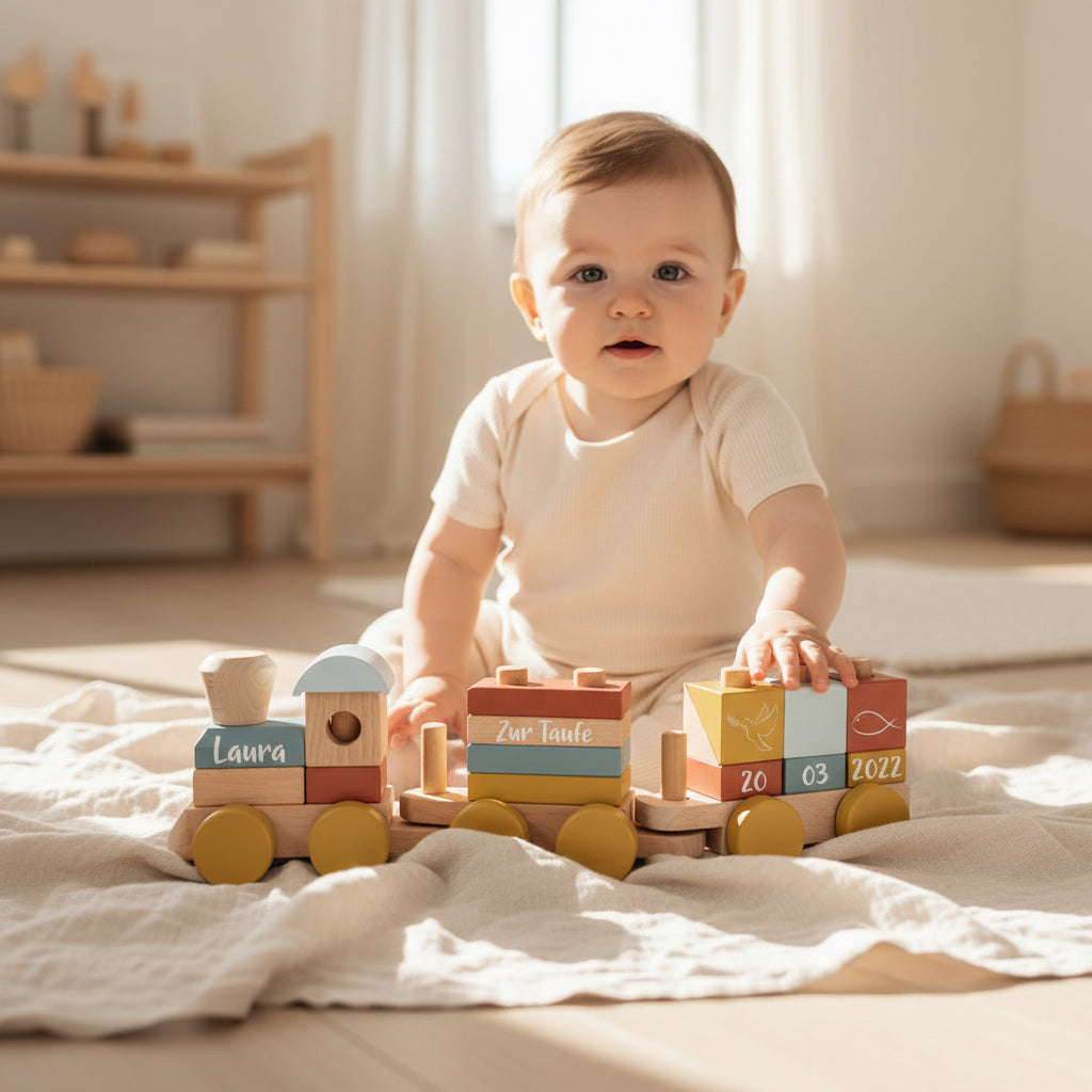 Holz-Zug Pure & Nature - Zur Taufe - bedruckt