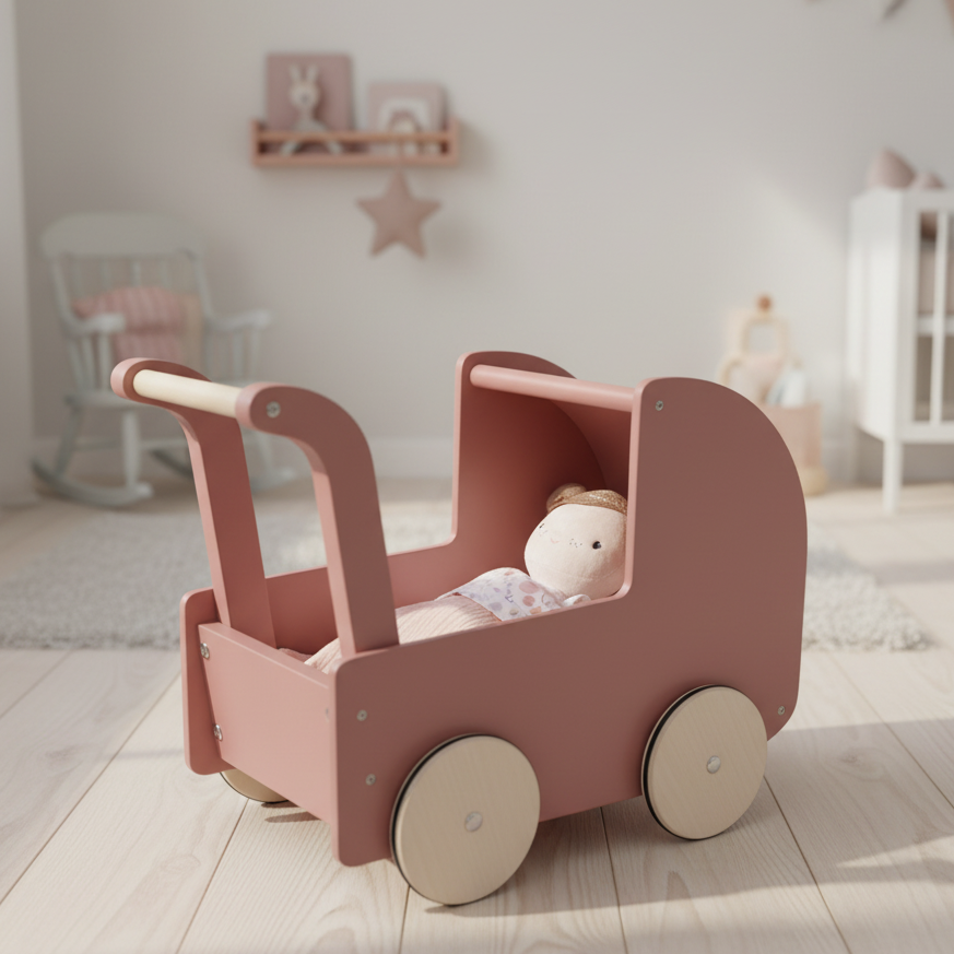 Puppenwagen mit Babypuppe Rosa