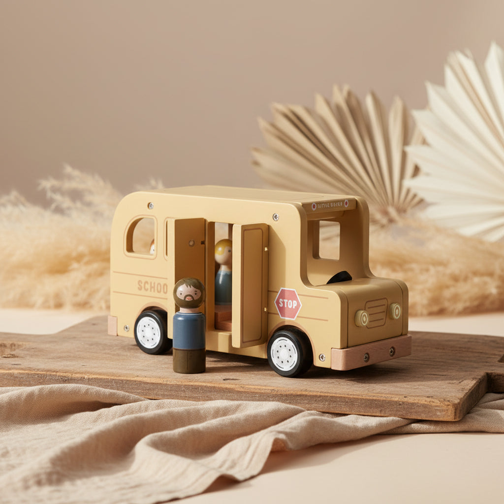 Wooden school bus for children – imaginative role-playing