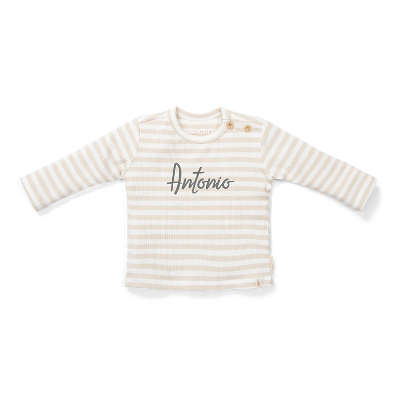 T-shirt langarm Stripe Sand/White | Little Dutch
