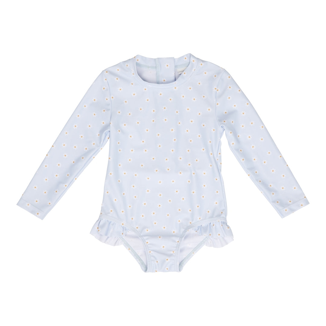 Langarm-Badeanzug Daisies Blue | Little Dutch