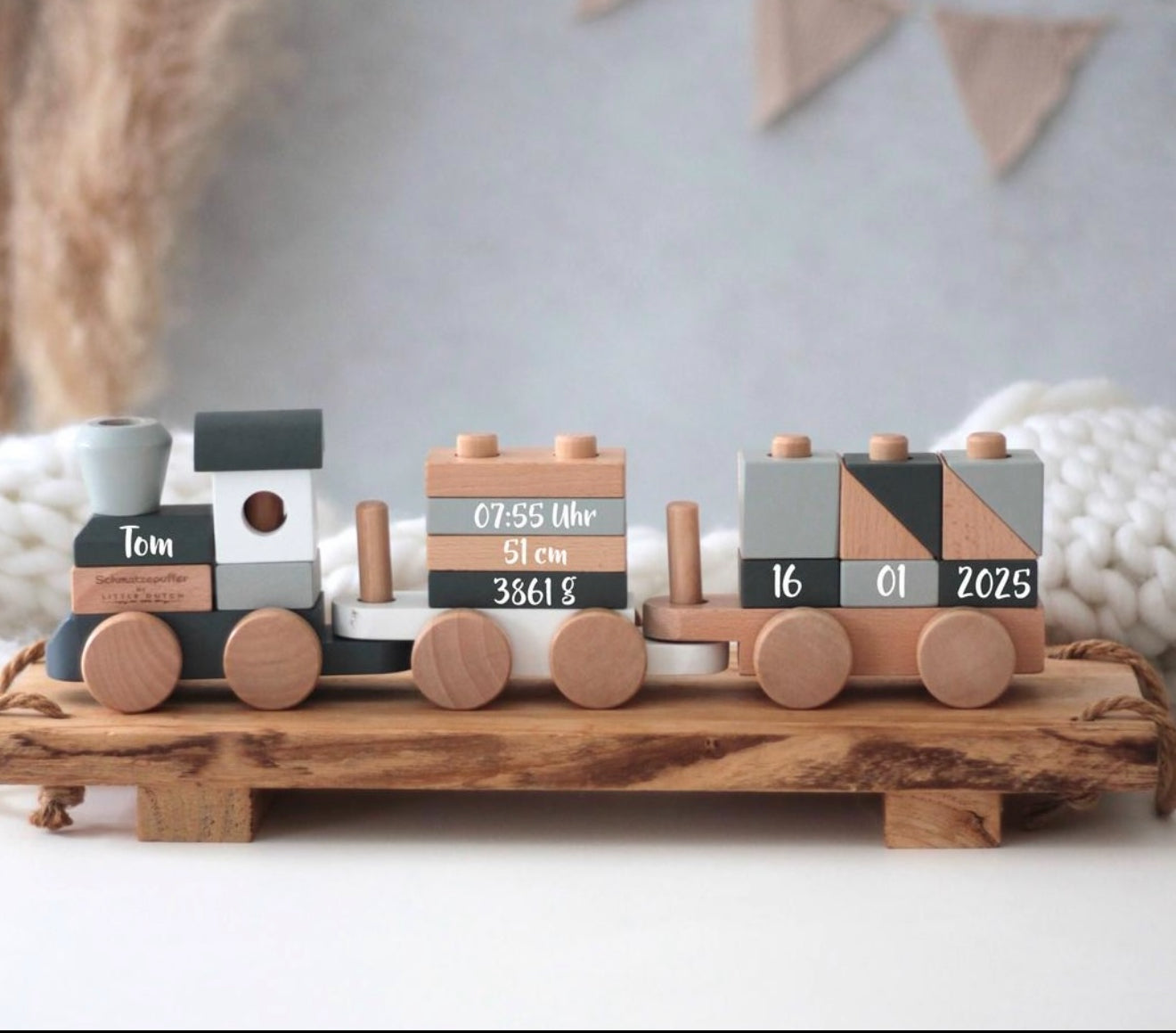 Holz-Zug Exclusive Edition - Zur Geburt - Bedruckt | Little Dutch