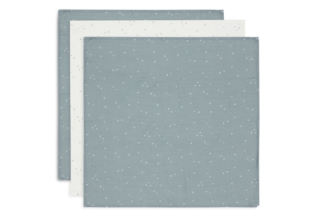 Musselintuch 3er-Set 70 x 70 cm Twinkling Sea Green | Jollein