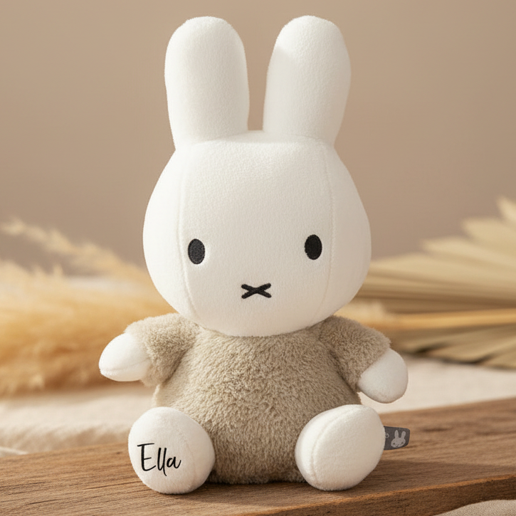Fluffy bunny cuddly toy, 25 cm, green | Miffy x Tiamo