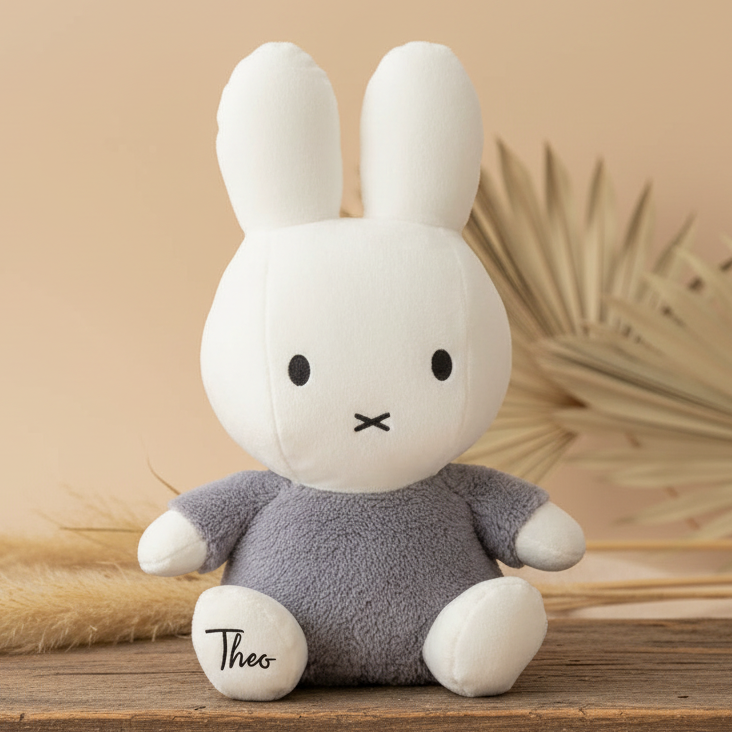 Fluffy bunny cuddly toy, 35 cm, blue | Miffy x Tiamo