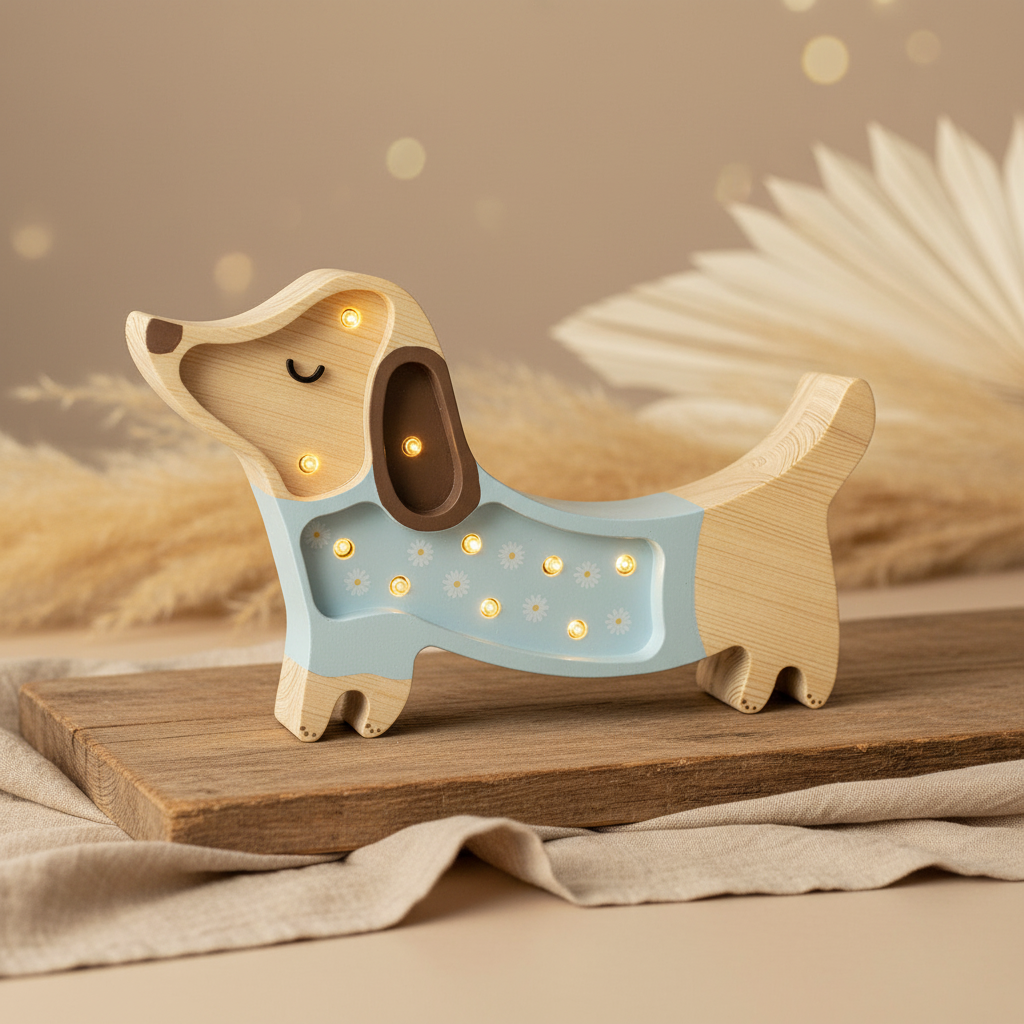 Lampe Hund Blumen mini, blau | Little Lights