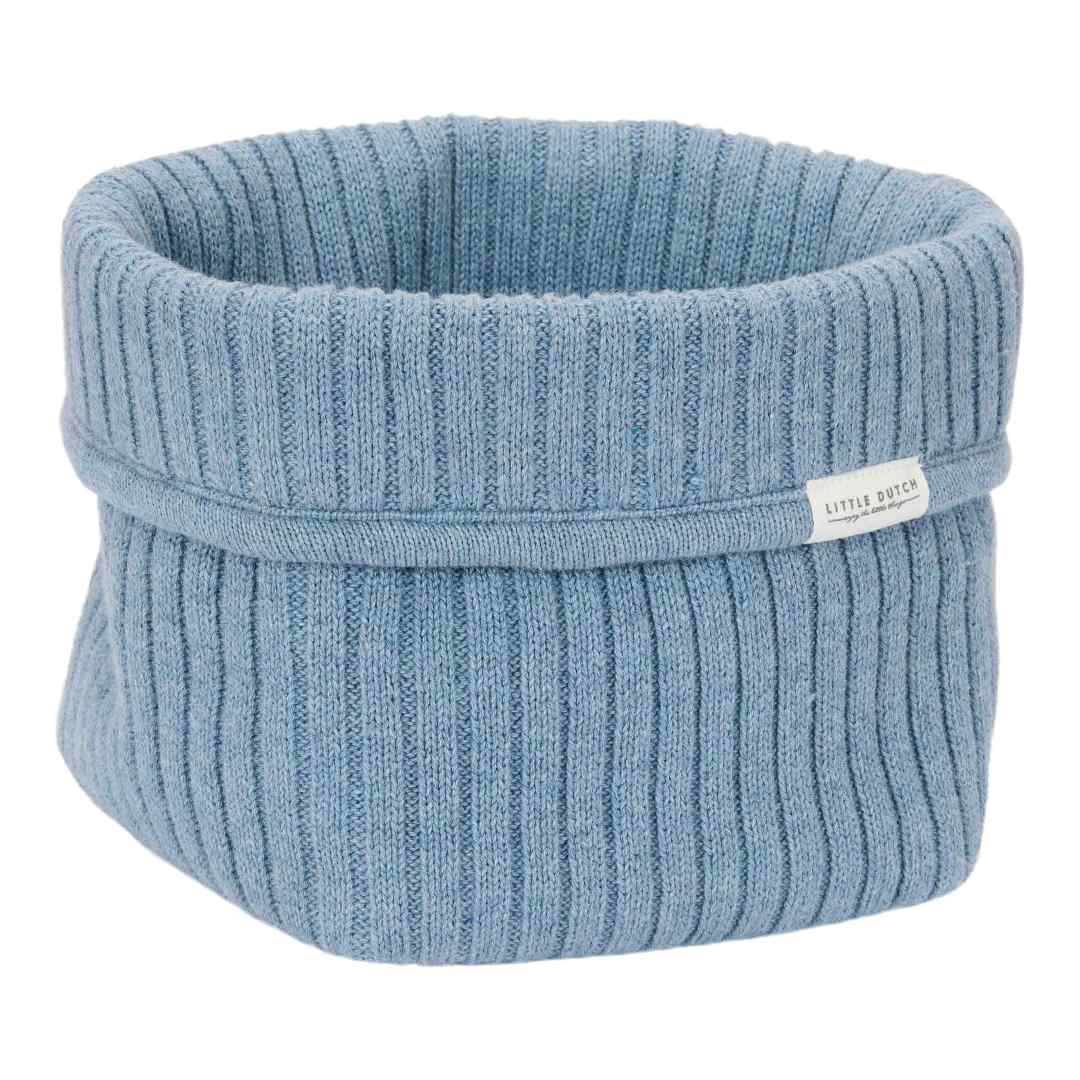 Klein geborduurd voedingsmandje - Pure Denim Blue | Little Dutch