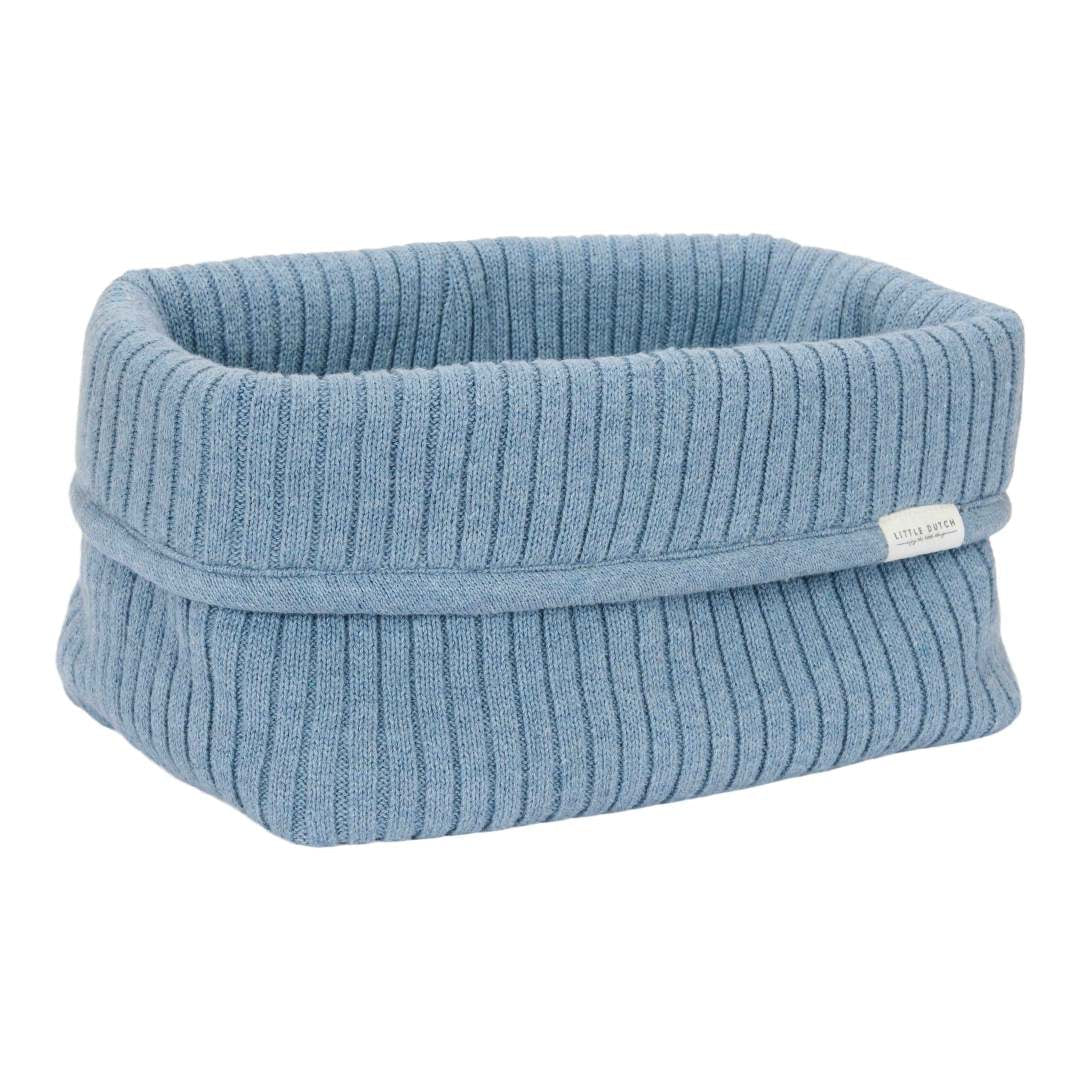 Geborduurde voedingsmand groot - Pure Denim Blue | Little Dutch