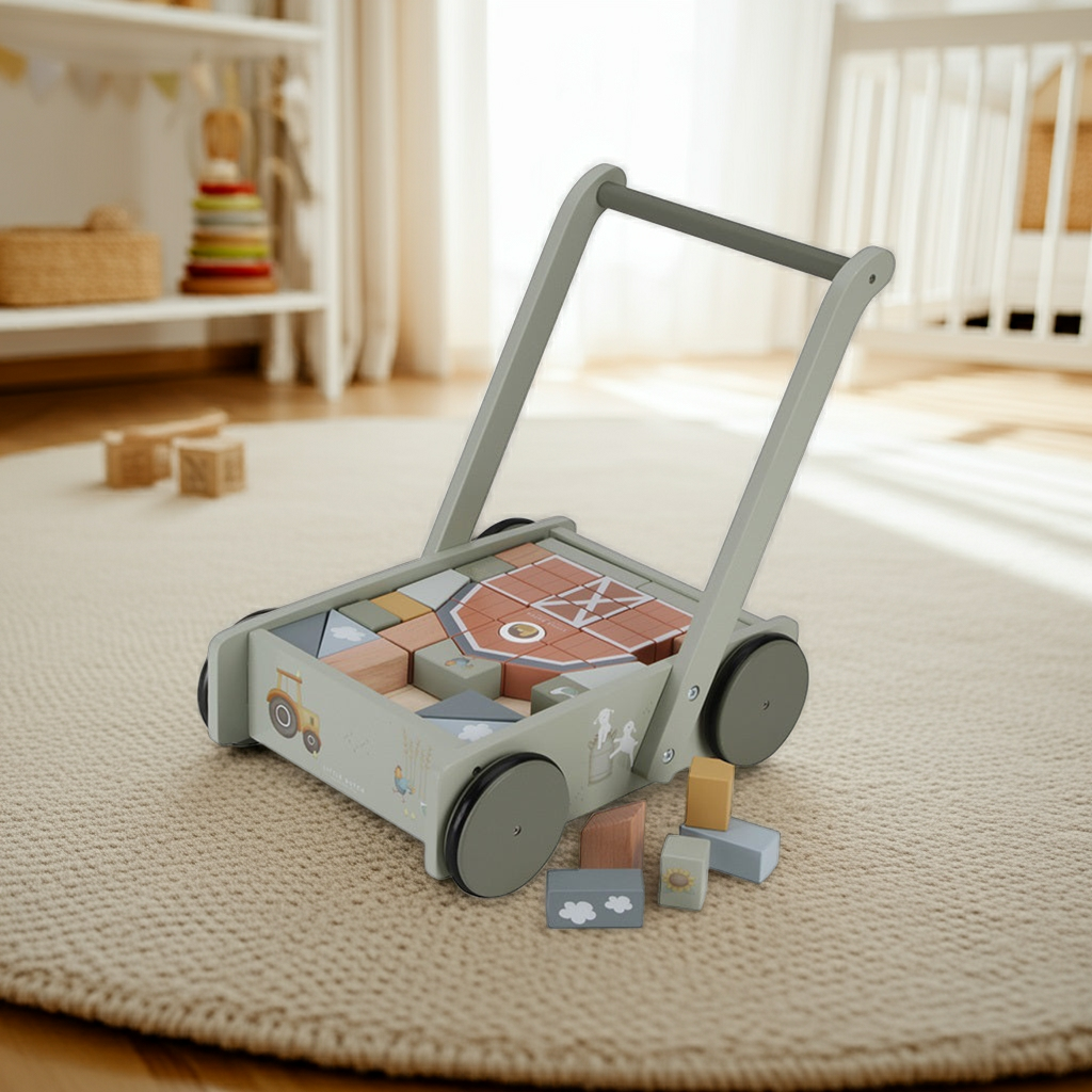 TOPDEAL Lauflernwagen mit Bauklötzen Little Farm | Little Dutch