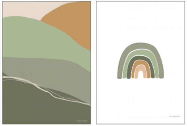 Poster A3 Horizont olive "beidseitig bedruckt" | Little Dutch