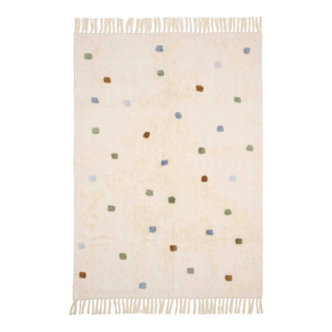 Teppich Punkte blau/bunt antirutsch - 120 x 170 cm | Little Dutch