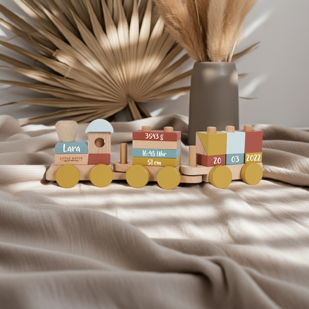 Holz-Zug Pure & Nature - Zur Geburt | Little Dutch