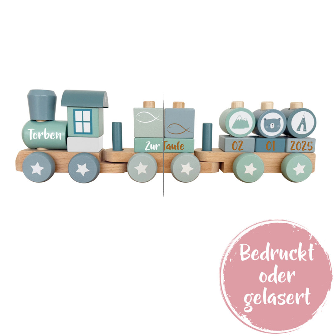 Holz-Zug Adventure Blau - Zur Taufe | Little Dutch