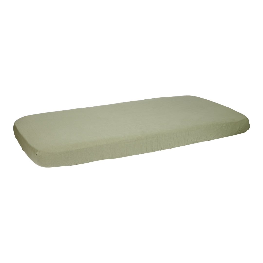 Spannbettlaken Wiege Musselin 40 x 80 cm - Pure Olive | Little Dutch