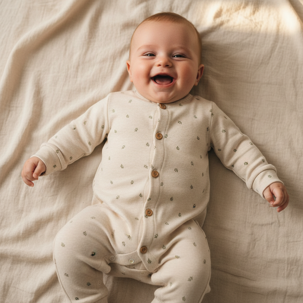 Strampler Green Leaves - Little Farm | Little Dutch