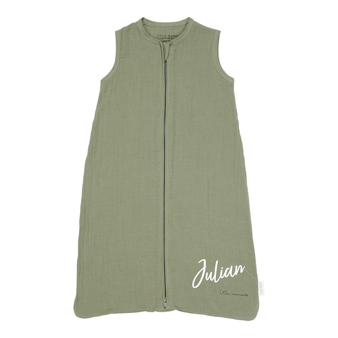 Muslin Summer Sleeping Bag 70 cm - Pure Olive | Little Dutch