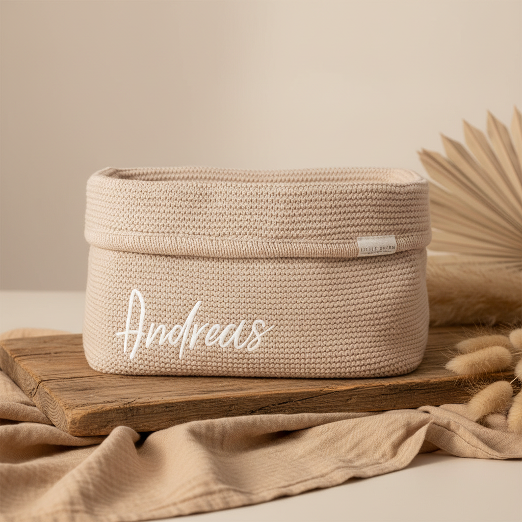 Nursing basket knitted beige, large | Little Dutch