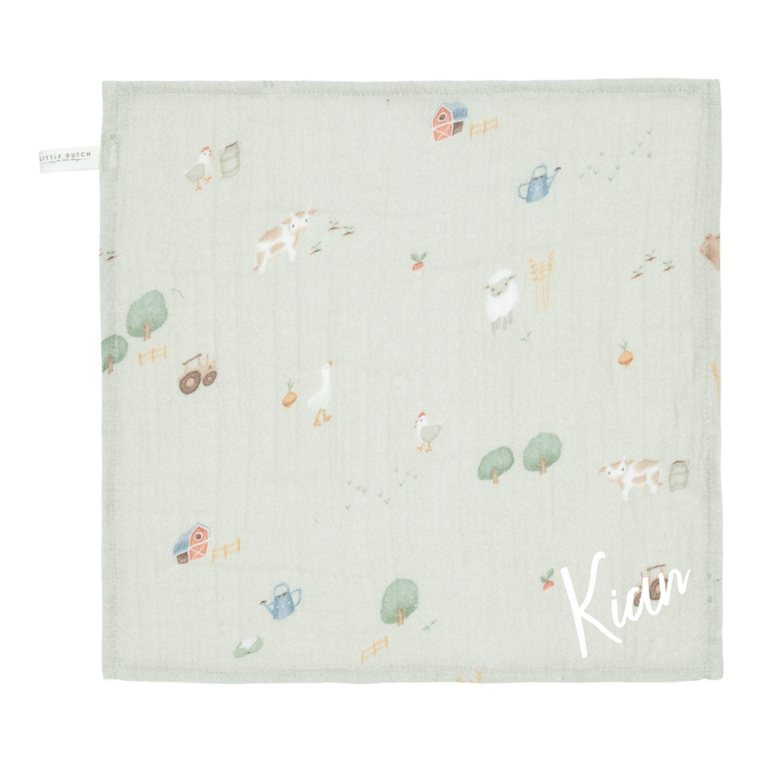 Mouth towel set muslin - Little Farm / Pure Olive | Little Dutch
