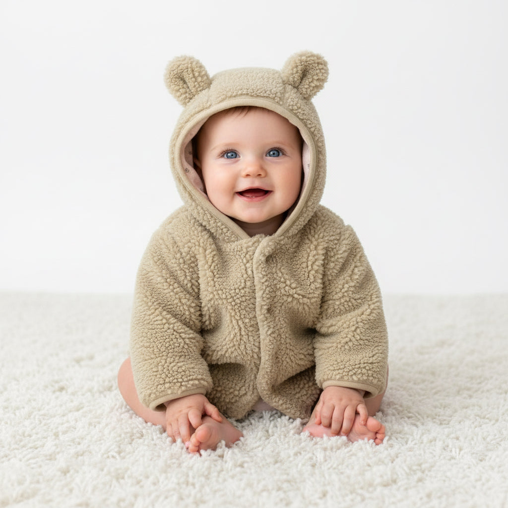 Teddy Jacke Soft Green - Newborn Winter Teddy | Little Dutch