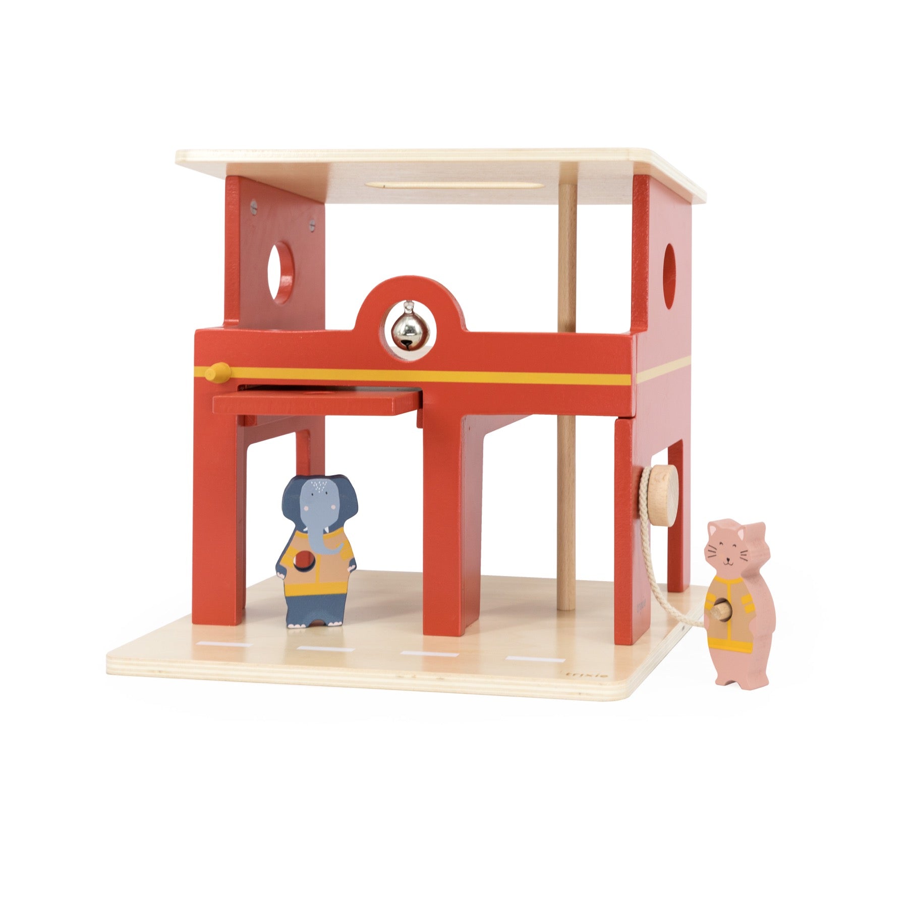 Wooden fire station with animals | Trixie