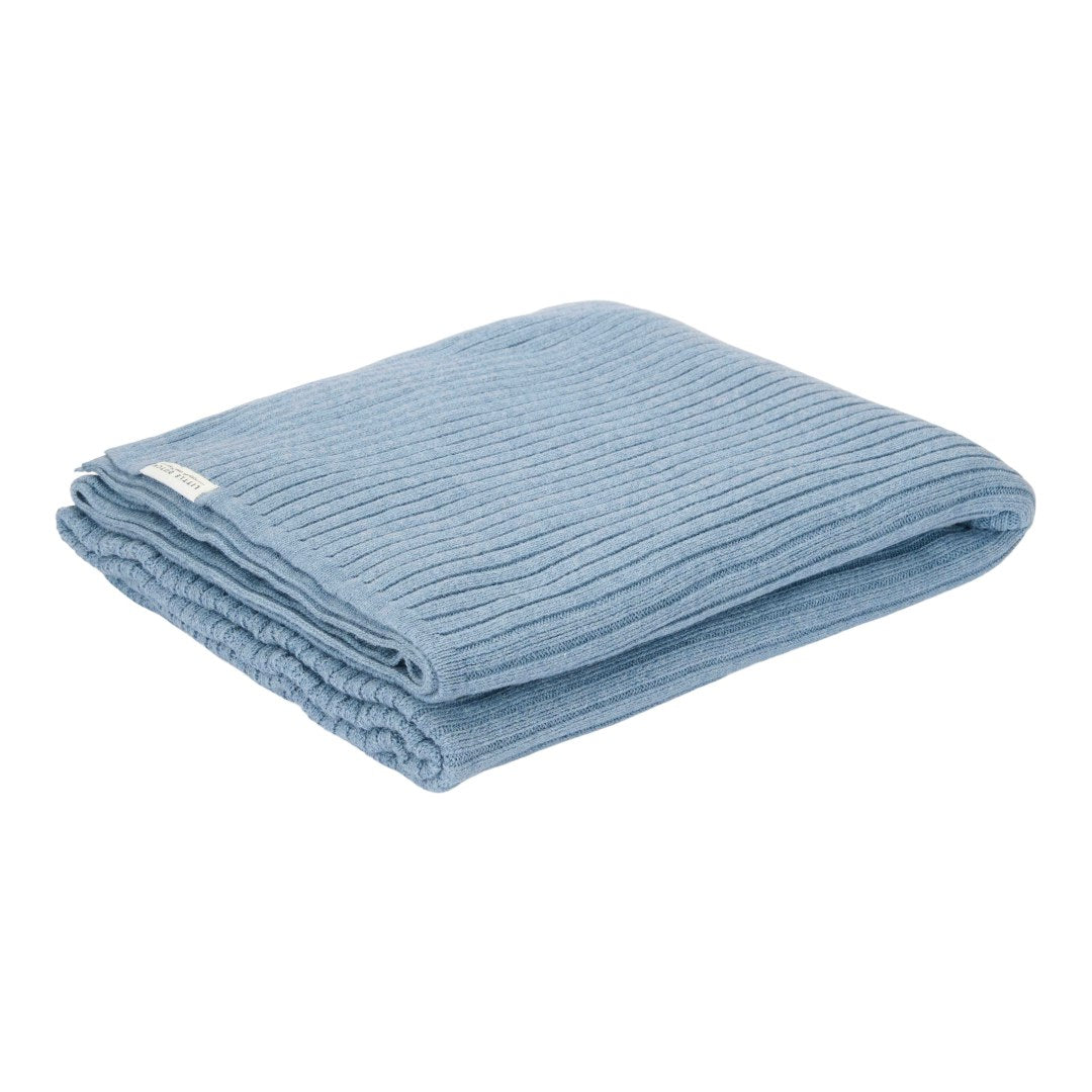 Wiegendecke gestrickt Pure Denim Blue | Little Dutch