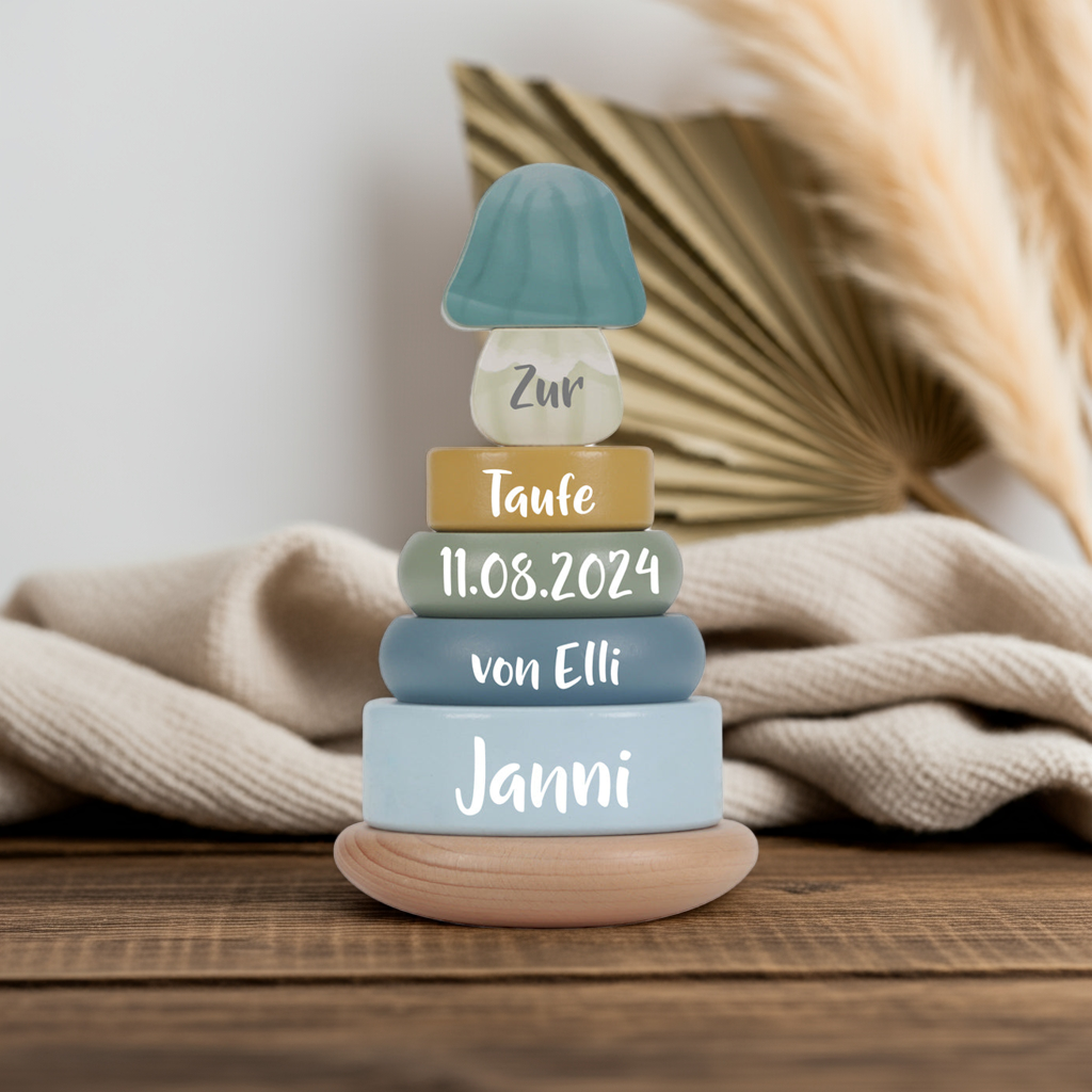 Holz-Stapelturm mit Ringen Forest Friends "Zur Taufe" | Little Dutch