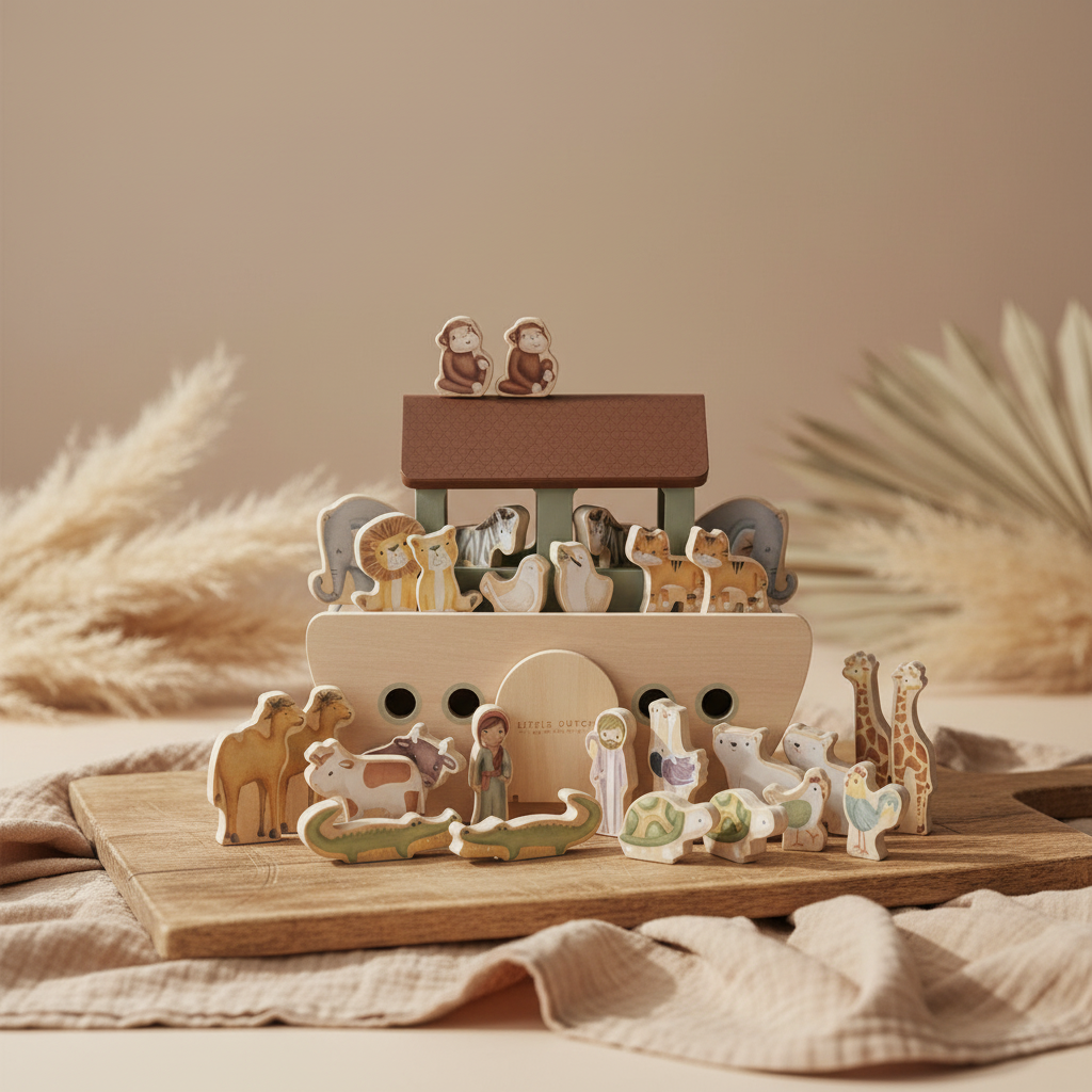 Noah's Ark wooden toy - animal boat figures | Little Dutch