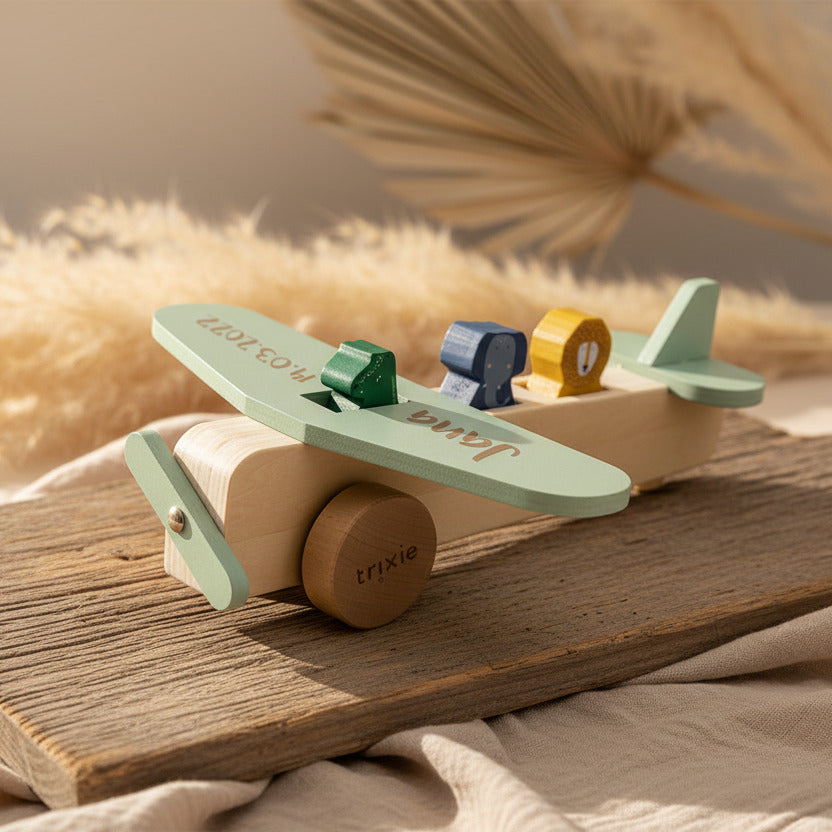 Wooden airplane with animals | Trixie