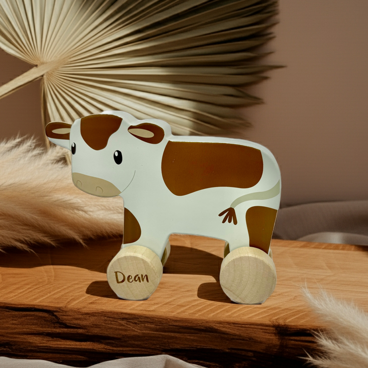 Personalized Birth Gift Wooden Cow | Schmatzepuffer Personalized Birth Gift Wooden Cow | Schmatzepuffer
