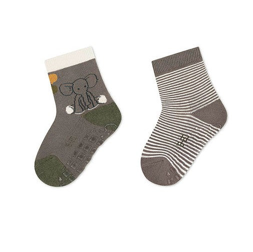 Children's socks elephant ABS, set of 2, grey, size 19-20 | Sterntaler