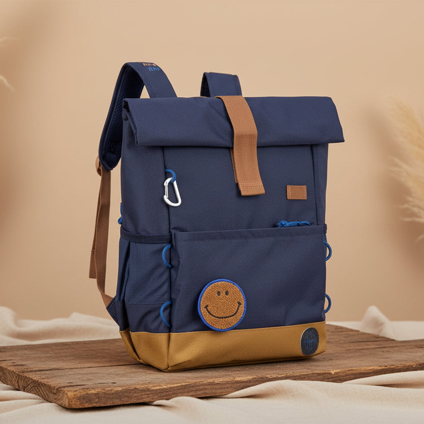 Kinderrucksack Rolltop - Little Gang, Dunkelblau | Lässig