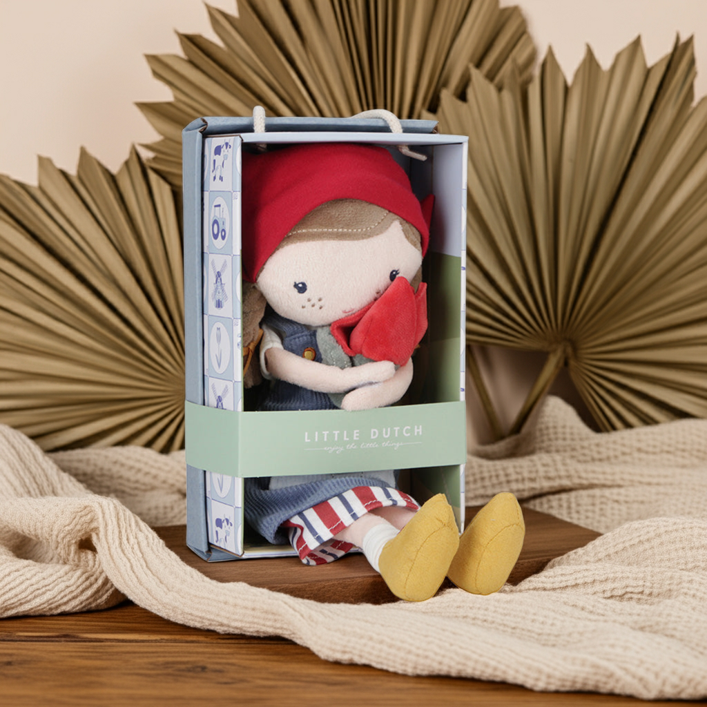 Kuschelpuppe für Babys und Kinder mit liebevollem Bauernhof-Design – schönes Geschenk zur Geburt oder Taufe von Schmatzepuffer