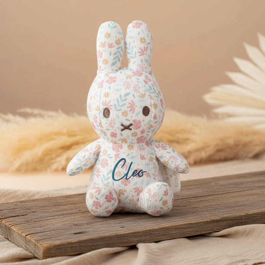 Plush toy rabbit Lucky Blossom with all-over print, 15 cm x Miffy