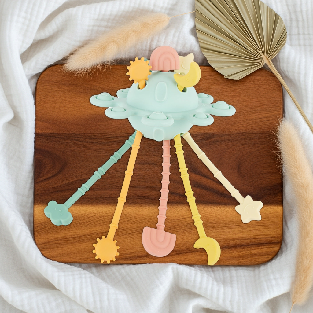 Silicone Montessori Activity Toy Planet - Eucalyptus | bieco