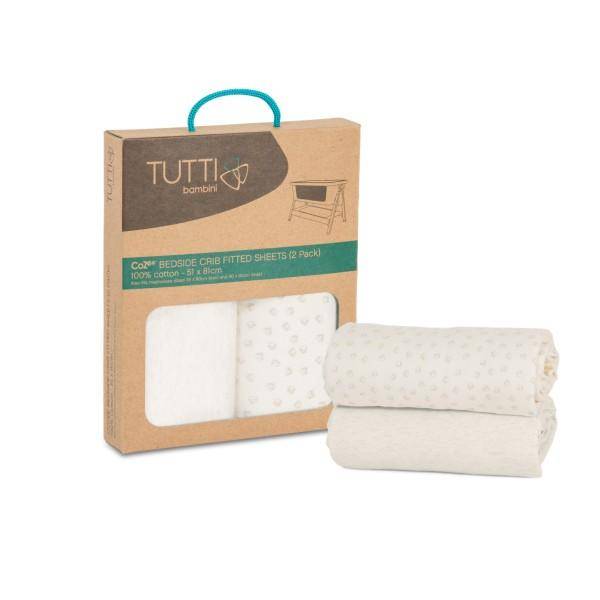 Co-sleeper sheets, set of 2, white/beige | Cozee