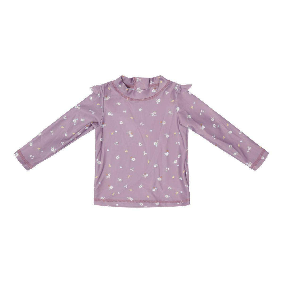 Langärmliges Badeshirt mit Rüschen, Mauve Blossum | Little Dutch
