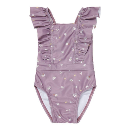 Geplooid badpak, Mauve Blossom | Little Dutch