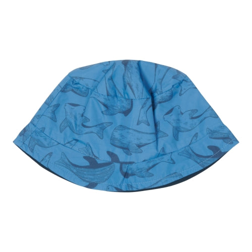 Reversible sun hat, Sea Life / Blue, size 1 | Little Dutch