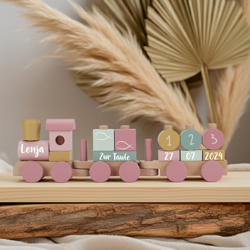 Personalsierter Holz-Zug Fairy Garden - Geschenk zur Taufe