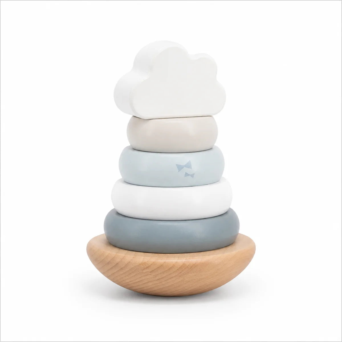 Personalisierter Stapelturm Balance in Blau von Label Label als liebevolles Geschenk zur Geburt aus Holz