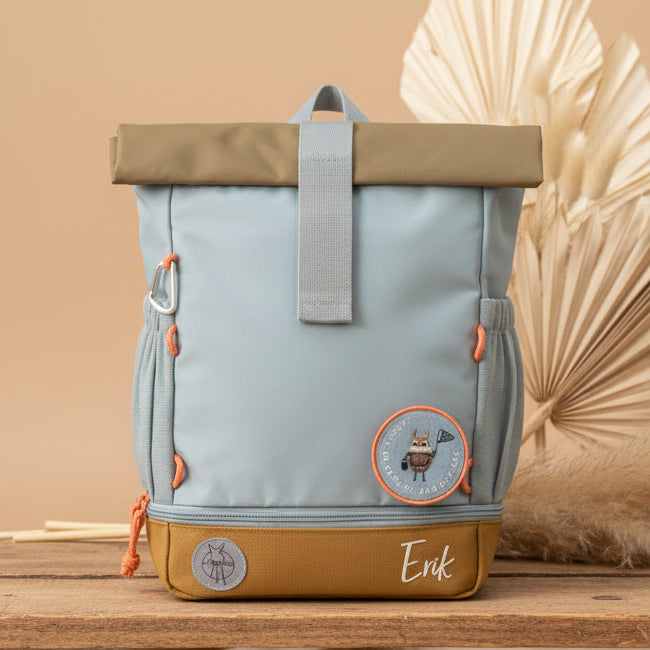 Rucksack Rolltop, natur/hellblau | Lässig