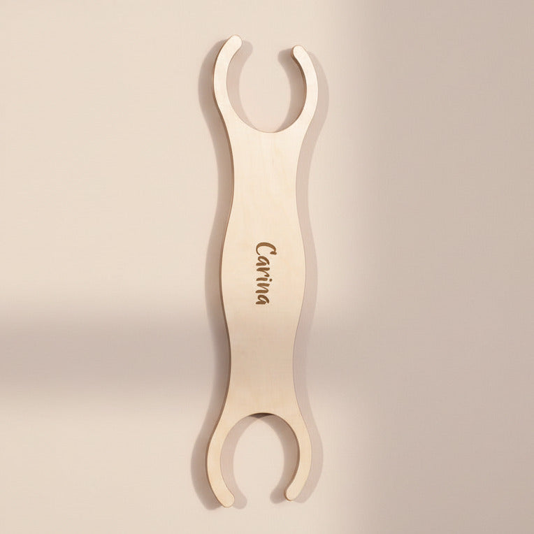 Personalisiertes Holz Stapelboard Einzelbrett mit Namen für Kinder, Balanceboard passend für Stapelsteine zur Förderung von Motorik, Gleichgewicht und Bewegung im Alltag