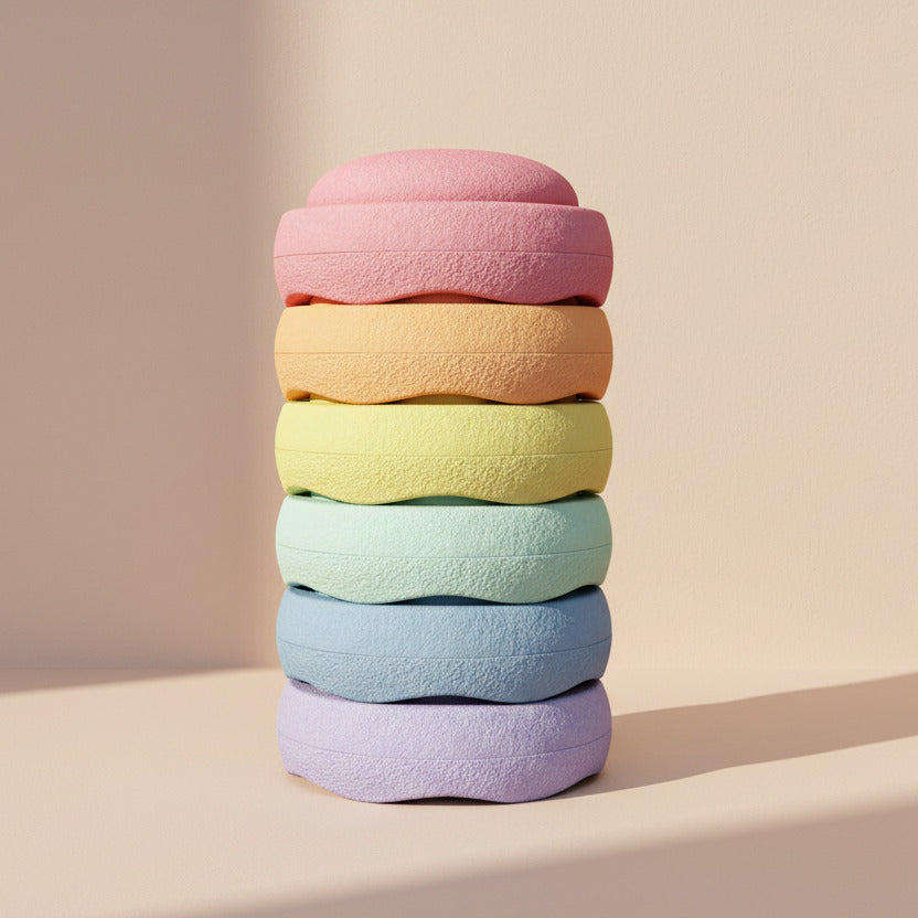 Stapelstein Originele set van 6 regenboogpastel | Stapelstein
