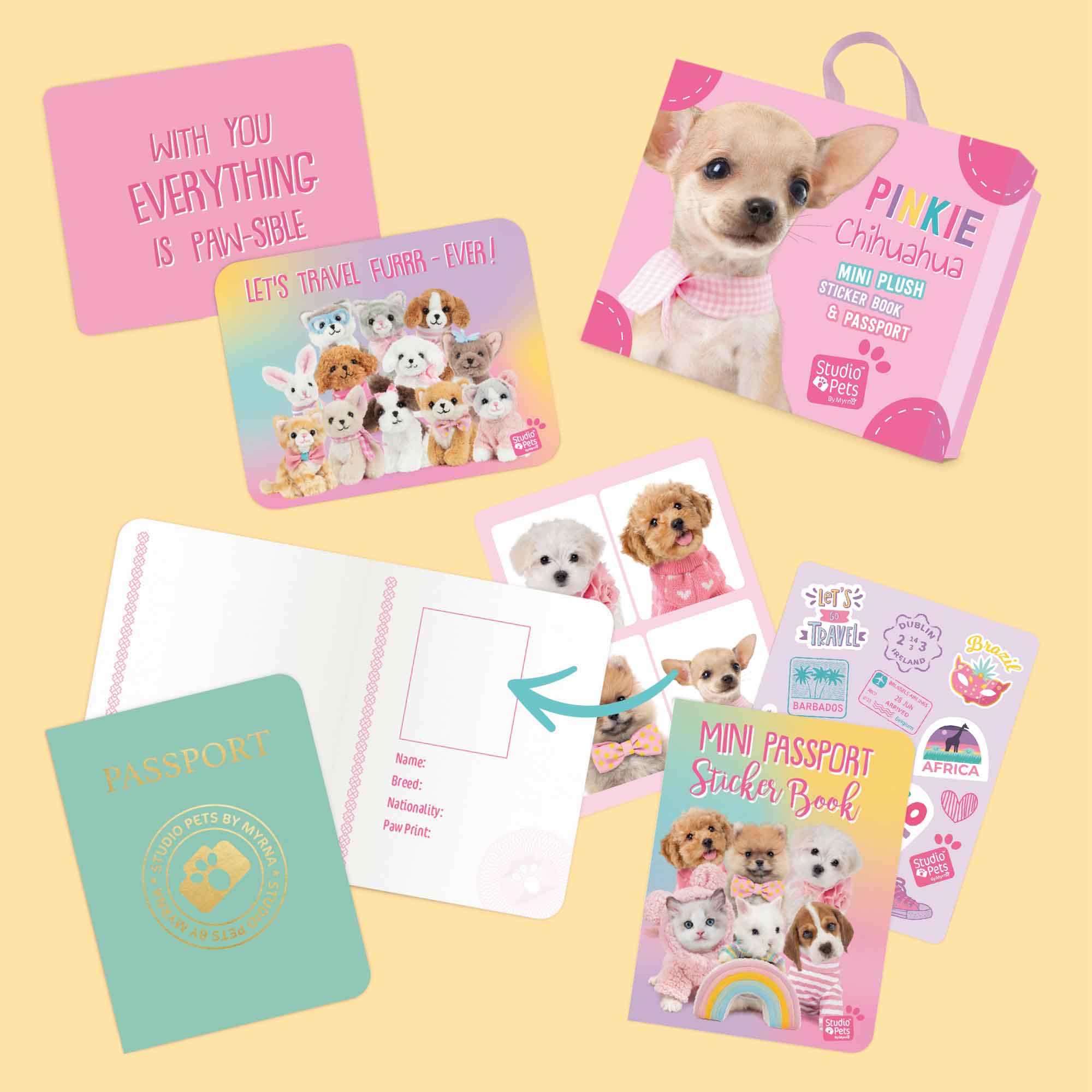 STUDIO PETS – KUSCHELTIER "PINKIE" (8 CM) INKL. KOFFER & PASS