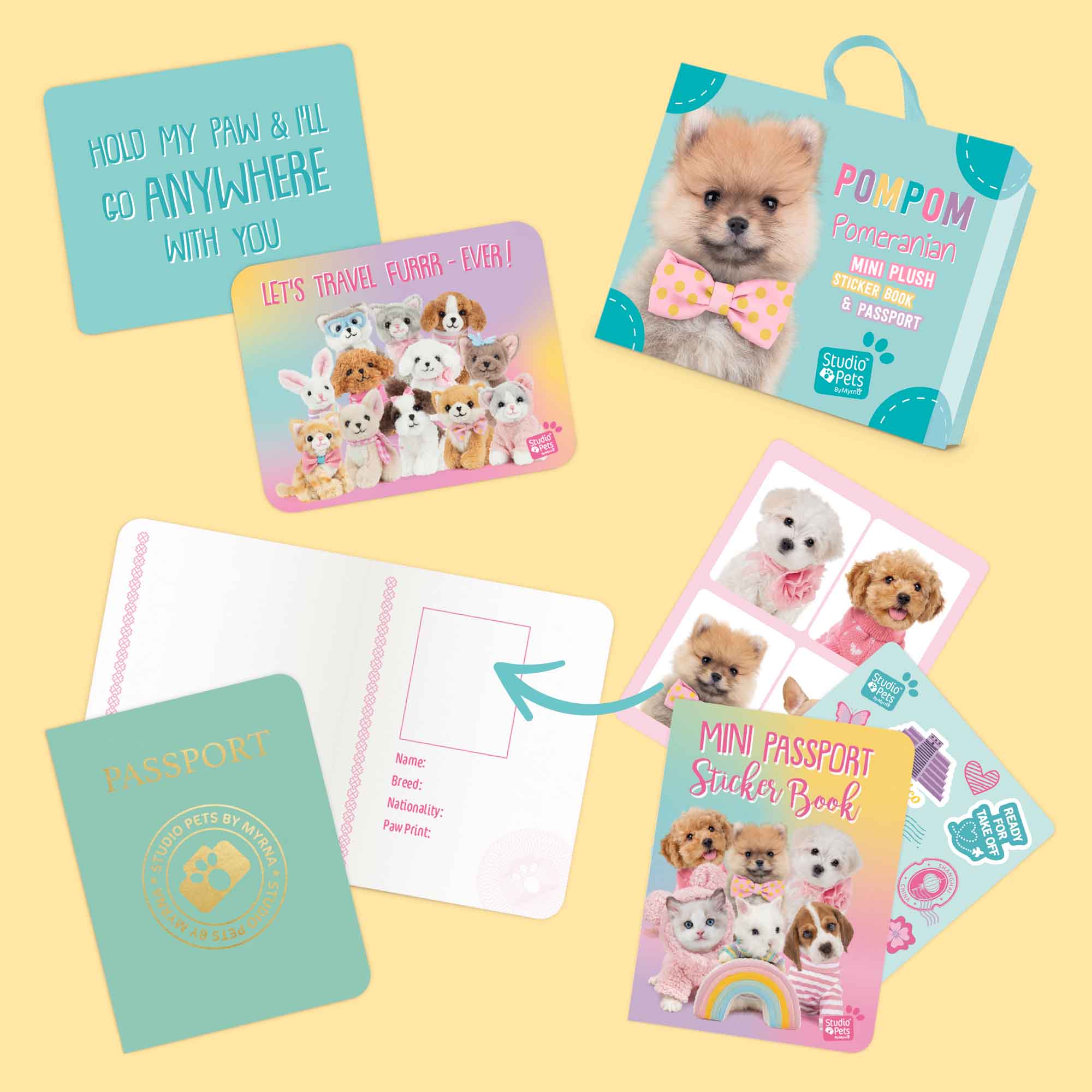 STUDIO PETS – KUSCHELTIER "POMPOM" (8 CM) INKL. KOFFER & PASS