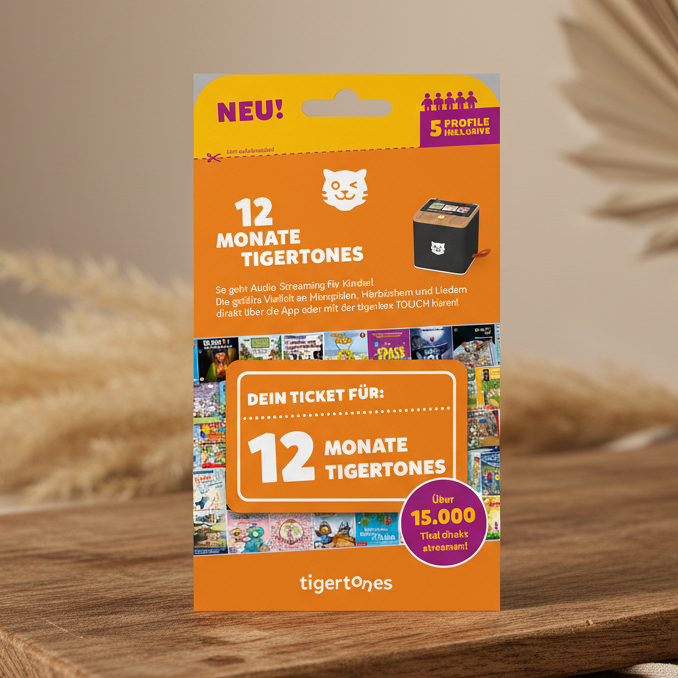 12 Monate Family (bis 5 Geräte) Tigertones Tigerticket Tigerbox Touch plus und Mini | Tigermedia