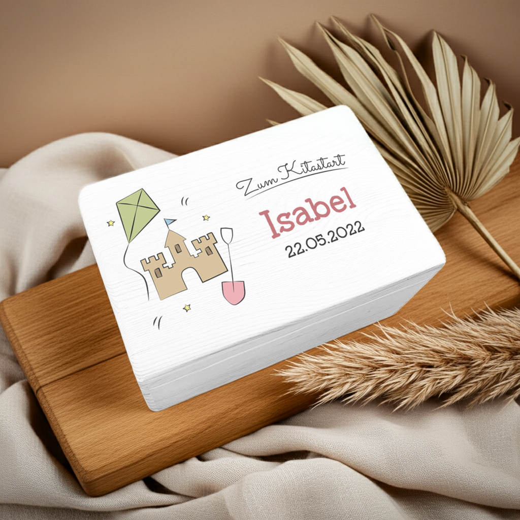 Boîte à souvenirs XL - bois blanc - baptême / école / maternelle / communion - personnalisée | Smack Buffer