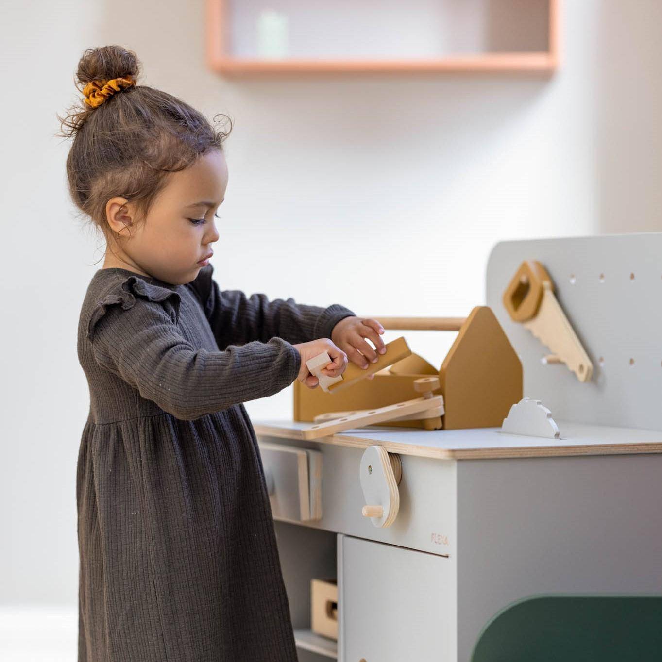 Workbench wood Play natural grey I Flexa by Schmatzepuffer® customizable