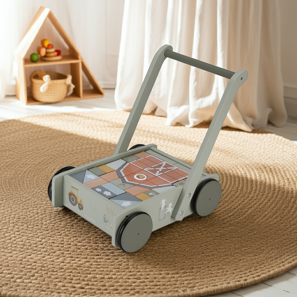 TOPDEAL Lauflernwagen mit Bauklötzen Little Farm | Little Dutch